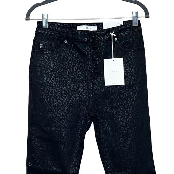 KanCan NWT black leopard print high rise super skinny button fly jeans size 9/28 - Picture 3 of 13